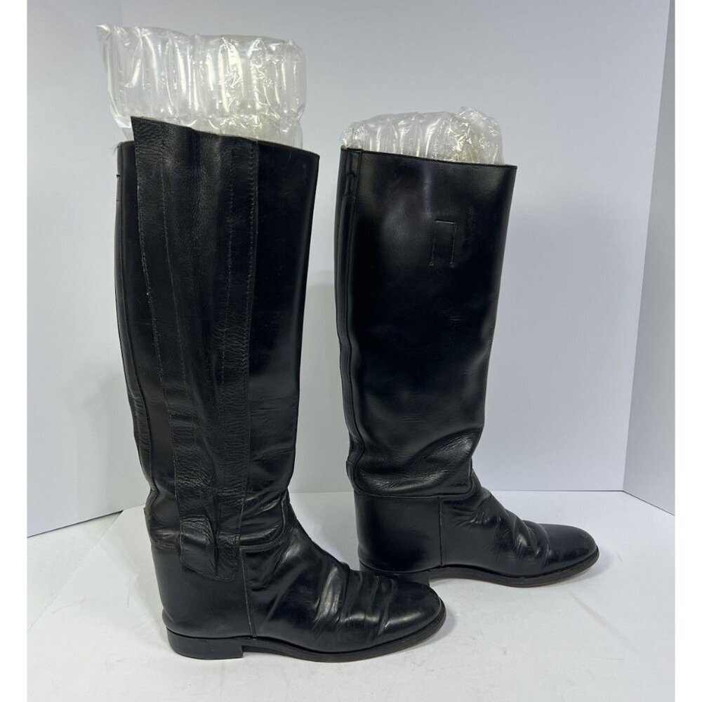 Black Leather Marlborough English Style Equestrian Riding Boots Women's Size 6 B